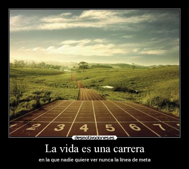 carteles vida vida ser carrera nadie querer linea meta ver ely desmotivaciones