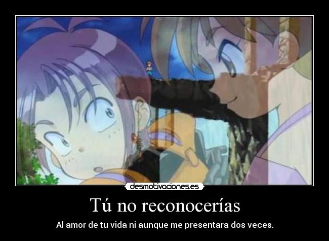 Tú no reconocerías - Al amor de tu vida ni aunque me presentara dos veces.
