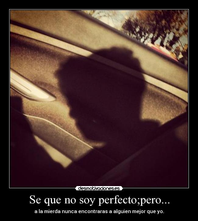 Se que no soy perfecto;pero... - a la mierda nunca encontraras a alguien mejor que yo.