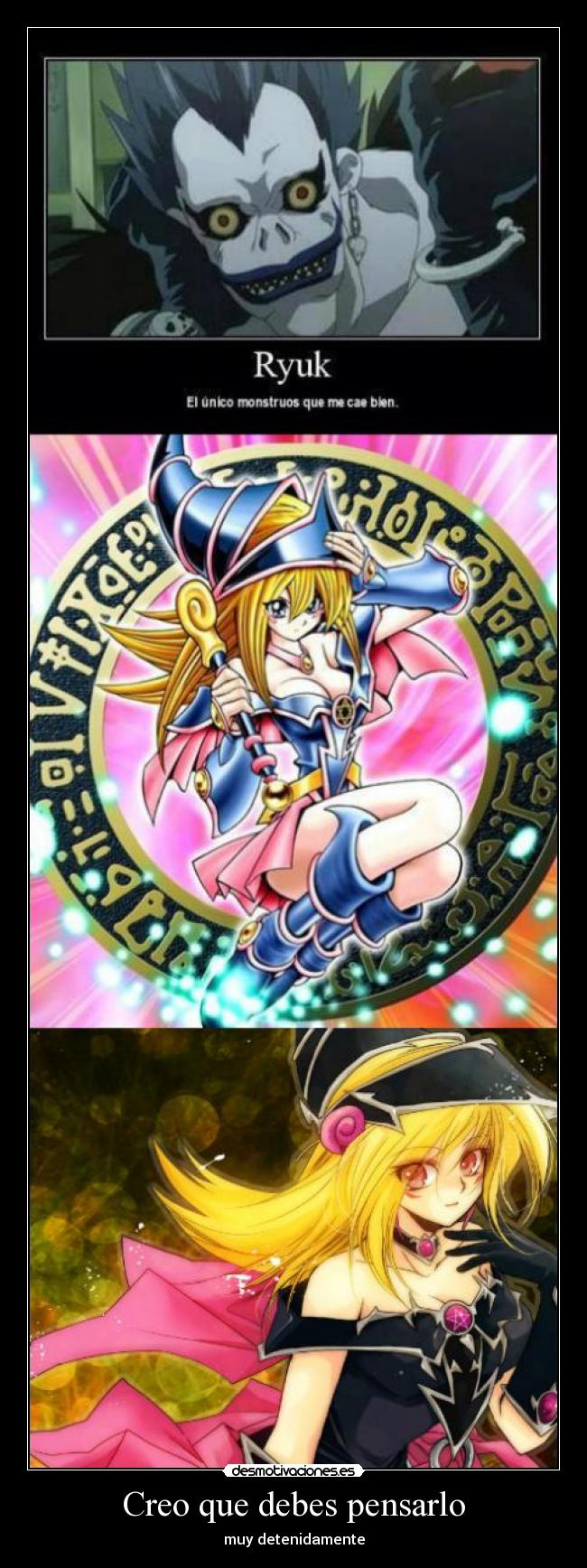 carteles yugioh dark magician girl darkmagiciangirl maga oscura ryuk death note cartas monstruo anime desmotivaciones