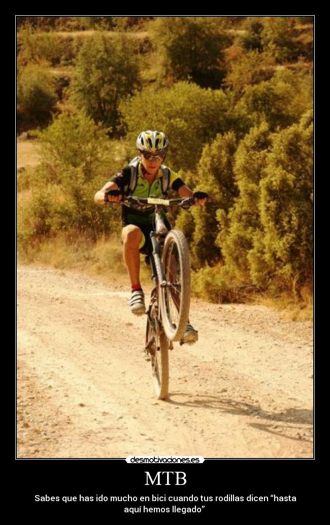 MTB - Sabes que has ido mucho en bici cuando tus rodillas dicen “hasta
aquí hemos llegado” 