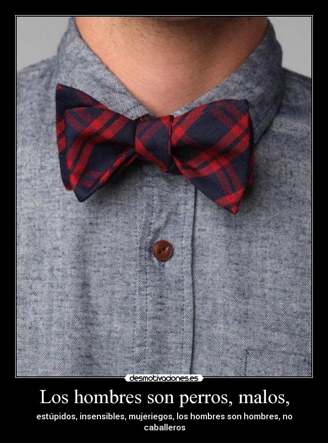 Los hombres son perros, malos, - estúpidos, insensibles, mujeriegos, los hombres son hombres, no caballeros