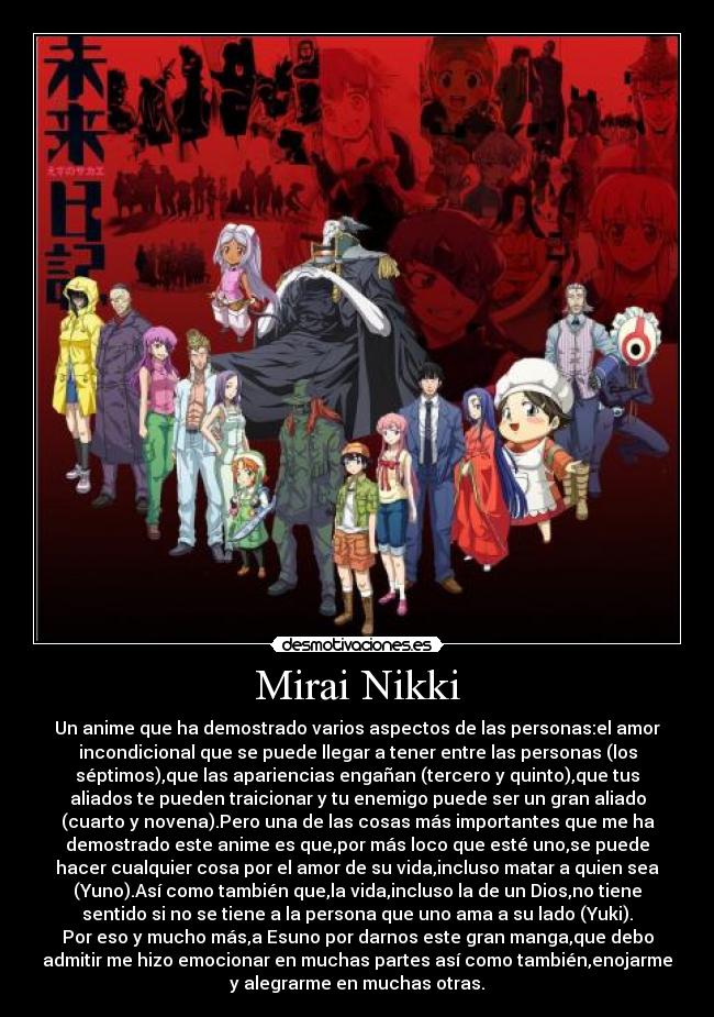carteles mirai nikki yukiteru yuki yuno gasai novena anime manga kolpisoto desmotivaciones