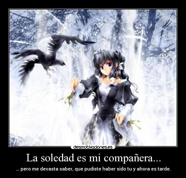 La soledad es mi compañera... - ... pero me devasta saber, que pudiste haber sido tu y ahora es tarde.