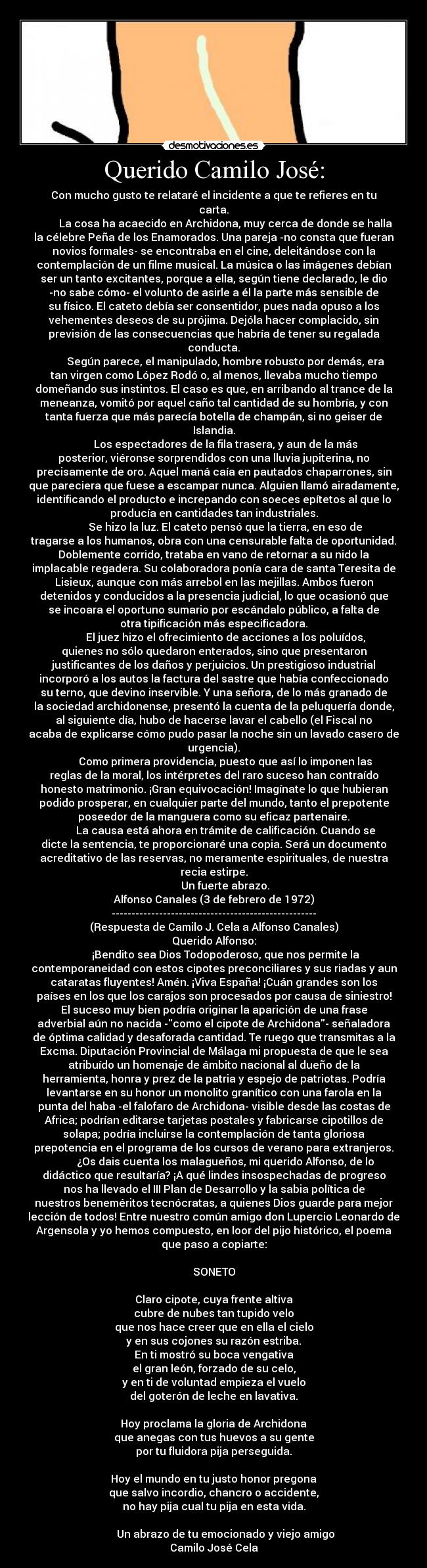 Querido Camilo José: -