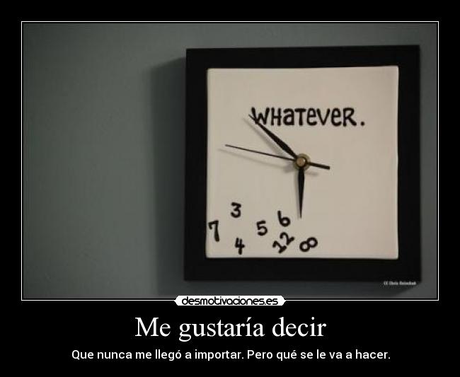 Me gustaría decir - Que nunca me llegó a importar. Pero qué se le va a hacer.