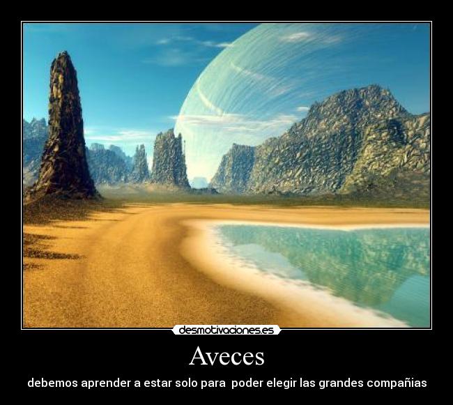 Aveces - debemos aprender a estar solo para  poder elegir las grandes compañias