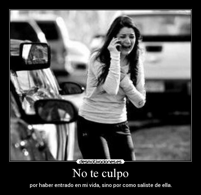 No te culpo - por haber entrado en mi vida, sino por como saliste de ella.