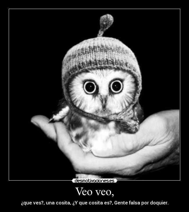 Veo veo, - ¿que ves?, una cosita, ¿Y que cosita es?, Gente falsa por doquier.