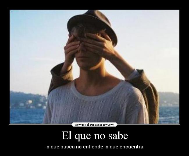 El que no sabe - lo que busca no entiende lo que encuentra.