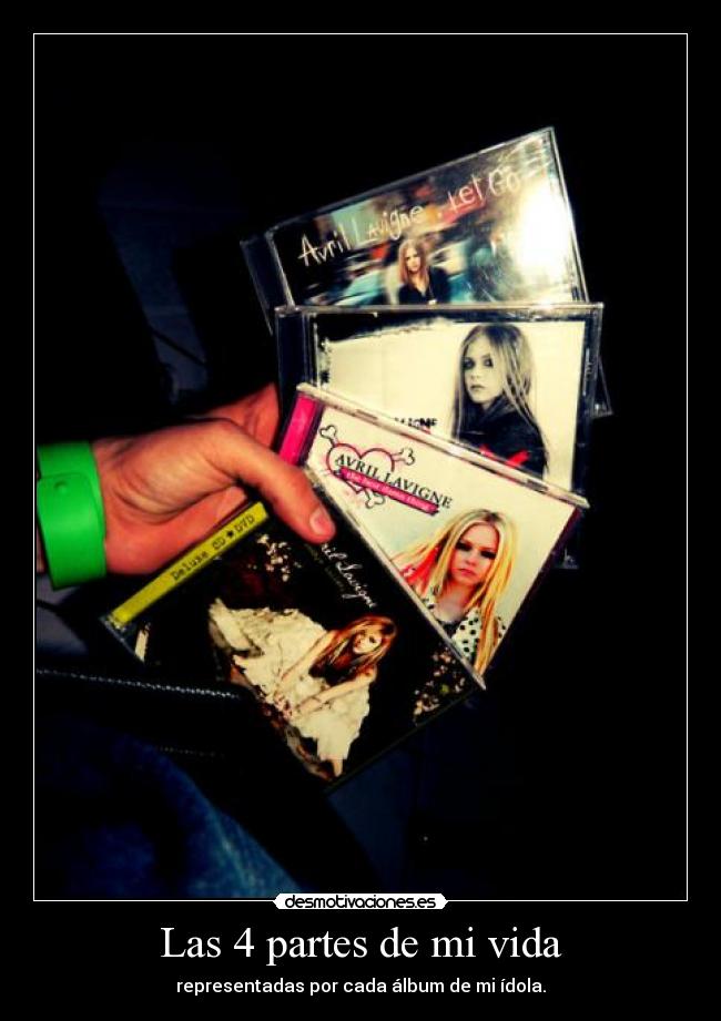 Las 4 partes de mi vida - representadas por cada álbum de mi ídola.