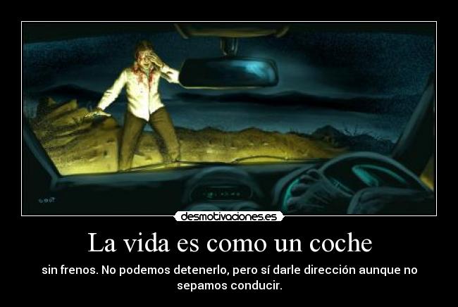 La vida es como un coche - sin frenos. No podemos detenerlo, pero sí darle dirección aunque no
sepamos conducir.