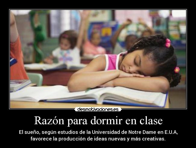 carteles dormir dormir clase escuela excusas universidad notre dame desmotivaciones