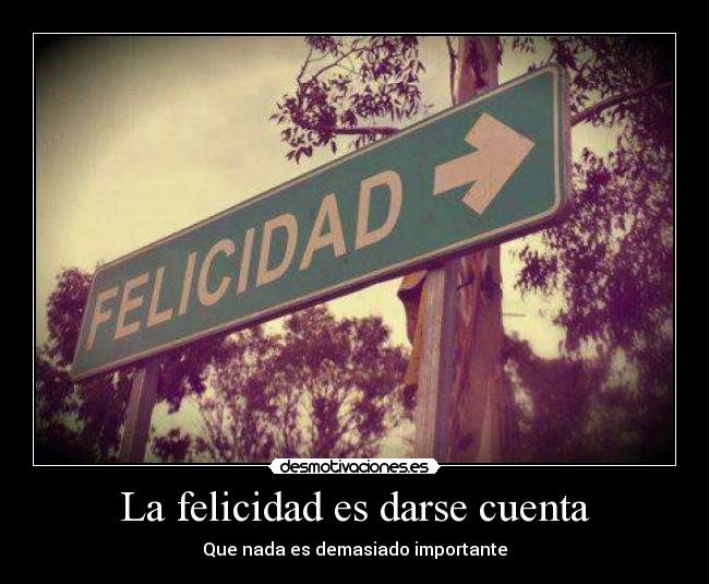 La felicidad es darse cuenta - Que nada es demasiado importante