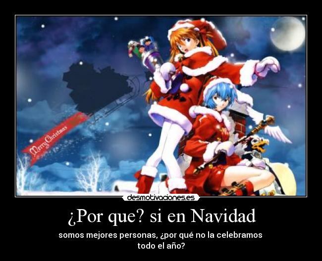 carteles navidad preguntas navidad evangelion anime otaku manga desmotivaciones