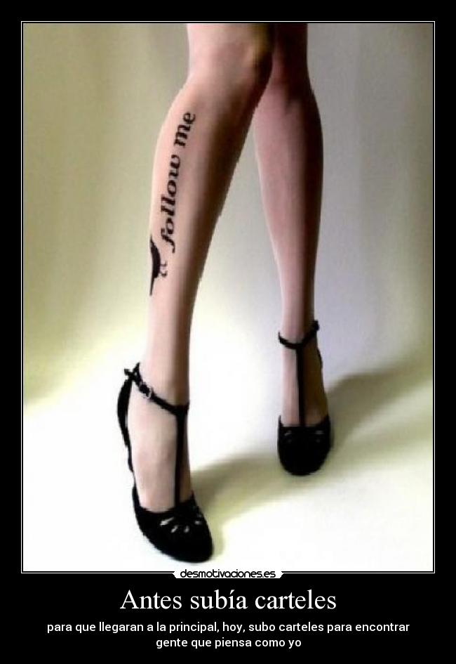 Antes subía carteles - para que llegaran a la principal, hoy, subo carteles para encontrar
gente que piensa como yo