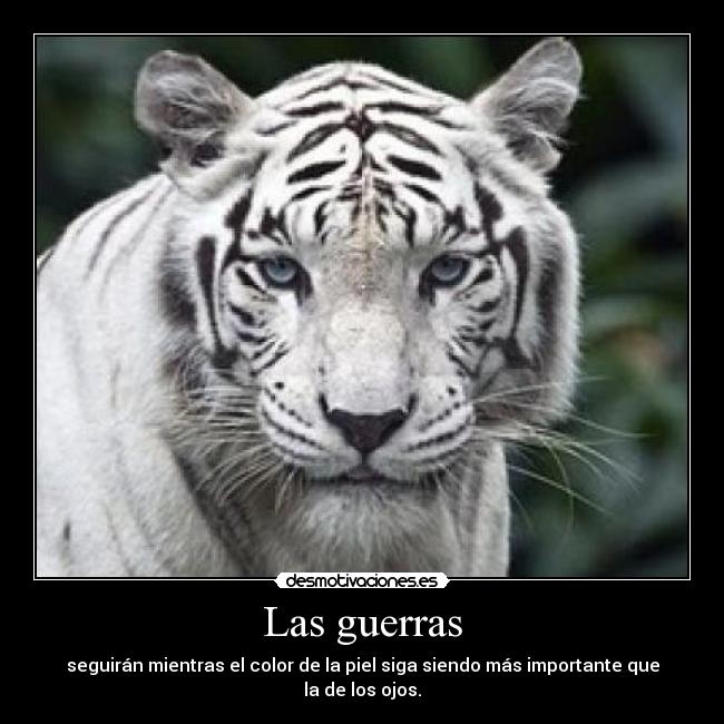 Las guerras - seguirán mientras el color de la piel siga siendo más importante que la de los ojos.