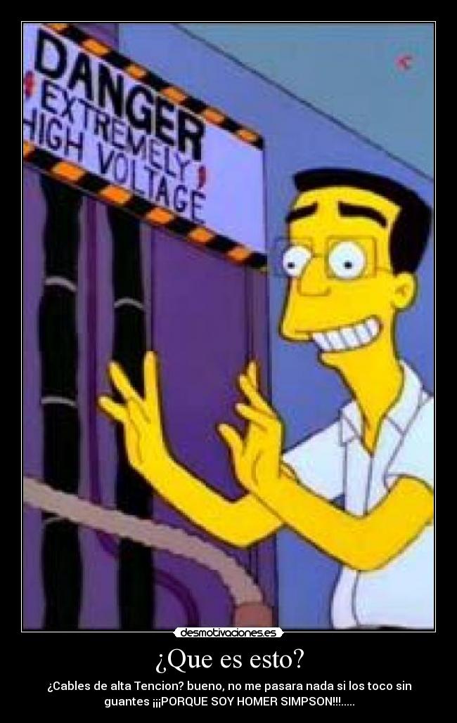 ¿Que es esto? - ¿Cables de alta Tencion? bueno, no me pasara nada si los toco sin
guantes ¡¡¡PORQUE SOY HOMER SIMPSON!!!.....