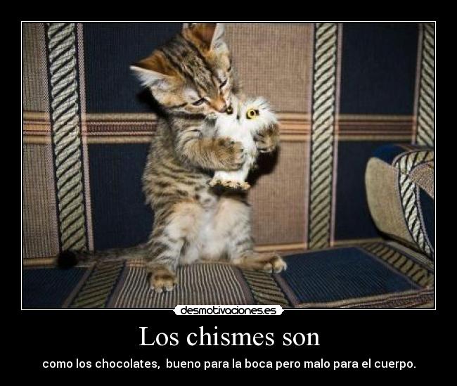 Los chismes son - como los chocolates, bueno para la boca pero malo para el cuerpo.