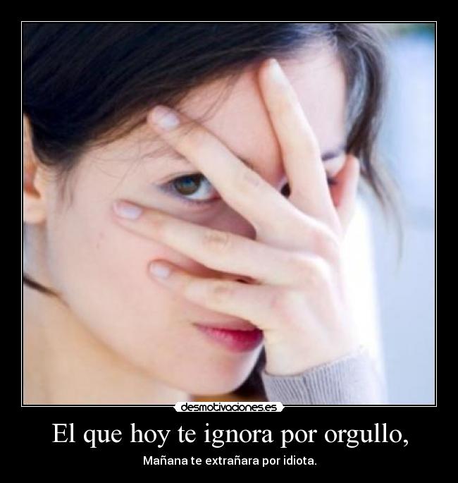 El que hoy te ignora por orgullo, - Mañana te extrañara por idiota.