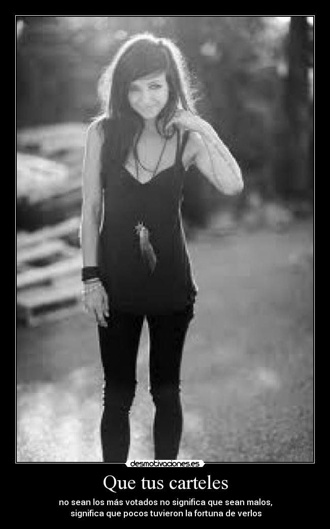 Que tus carteles - no sean los más votados no significa que sean malos,
significa que pocos tuvieron la fortuna de verlos