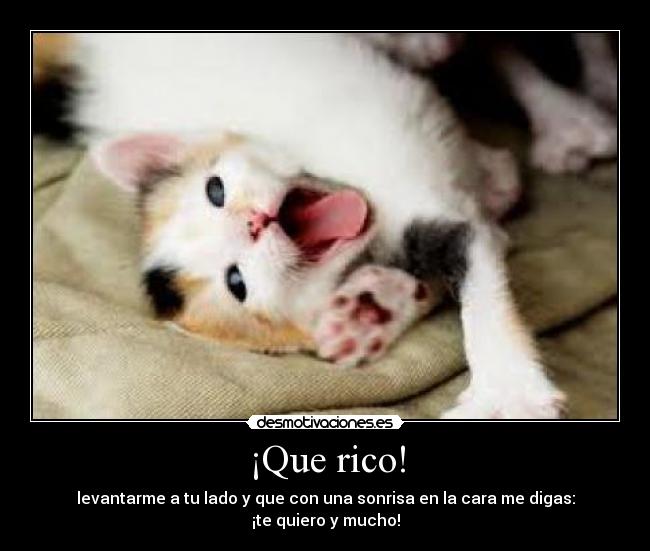 ¡Que rico! - levantarme a tu lado y que con una sonrisa en la cara me digas:
¡te quiero y mucho!