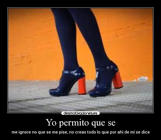Yo permito que se - me ignore no que se me pise, no creas todo lo que por ahi de mi se dice