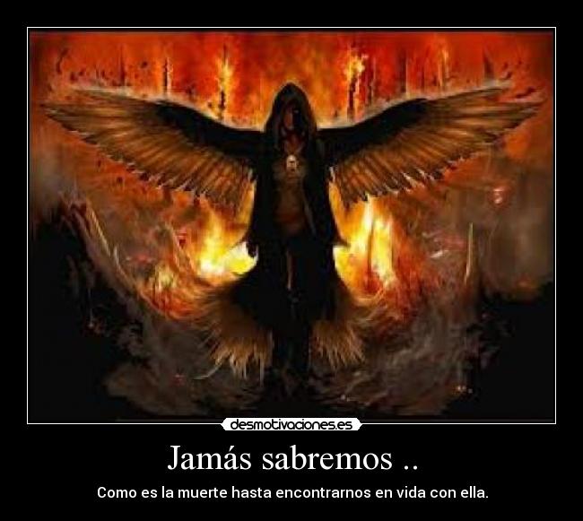 Jamás sabremos .. - Como es la muerte hasta encontrarnos en vida con ella.
