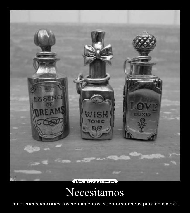 Necesitamos - mantener vivos nuestros sentimientos, sueños y deseos para no olvidar.