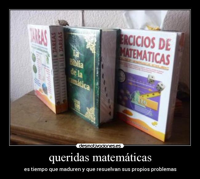 queridas matemáticas - es tiempo que maduren y que resuelvan sus propios problemas