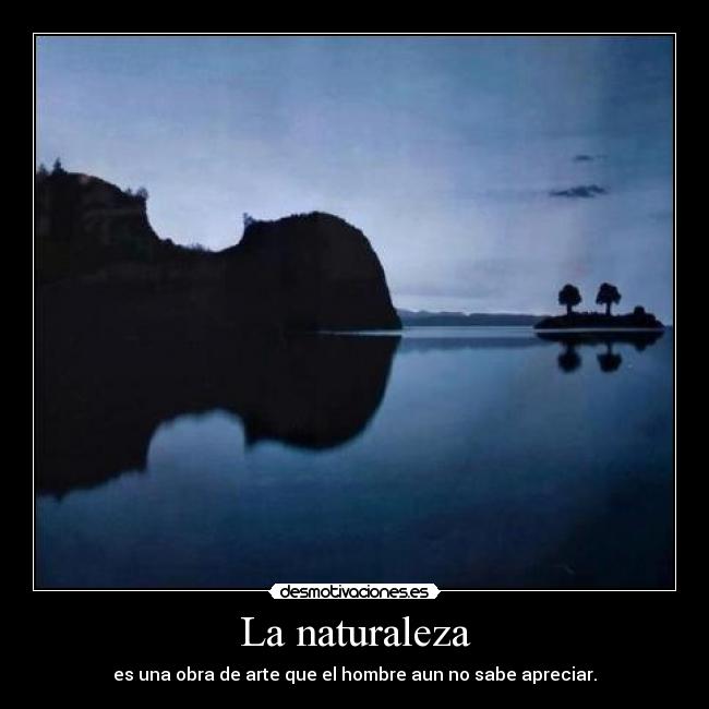 La naturaleza - es una obra de arte que el hombre aun no sabe apreciar.
