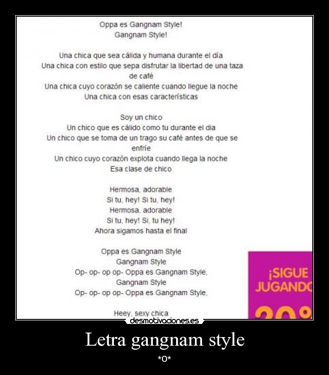 Letra gangnam style Desmotivaciones