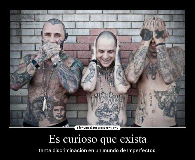 Es curioso que exista - tanta discriminación en un mundo de Imperfectos.