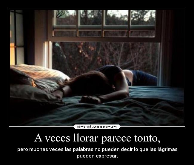A veces llorar parece tonto, - pero muchas veces las palabras no pueden decir lo que las lágrimas
pueden expresar.
