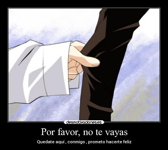 Por favor, no te vayas - Quedate aquí , conmigo , prometo hacerte feliz