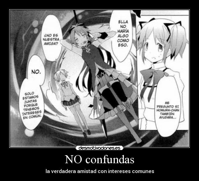 carteles anime shinigamisempai mahou shoujo madoka magica manga amistad intereses comunes desmotivaciones