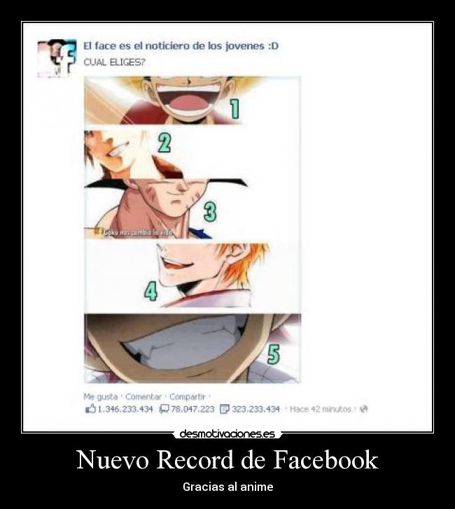 Nuevo Record de Facebook - Gracias al anime