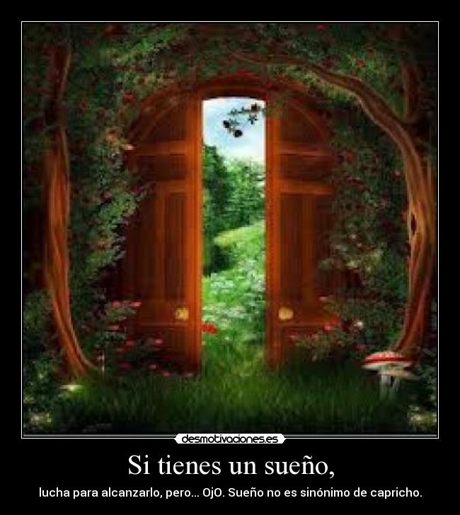 Si tienes un sueño, - lucha para alcanzarlo, pero... OjO. Sueño no es sinónimo de capricho.