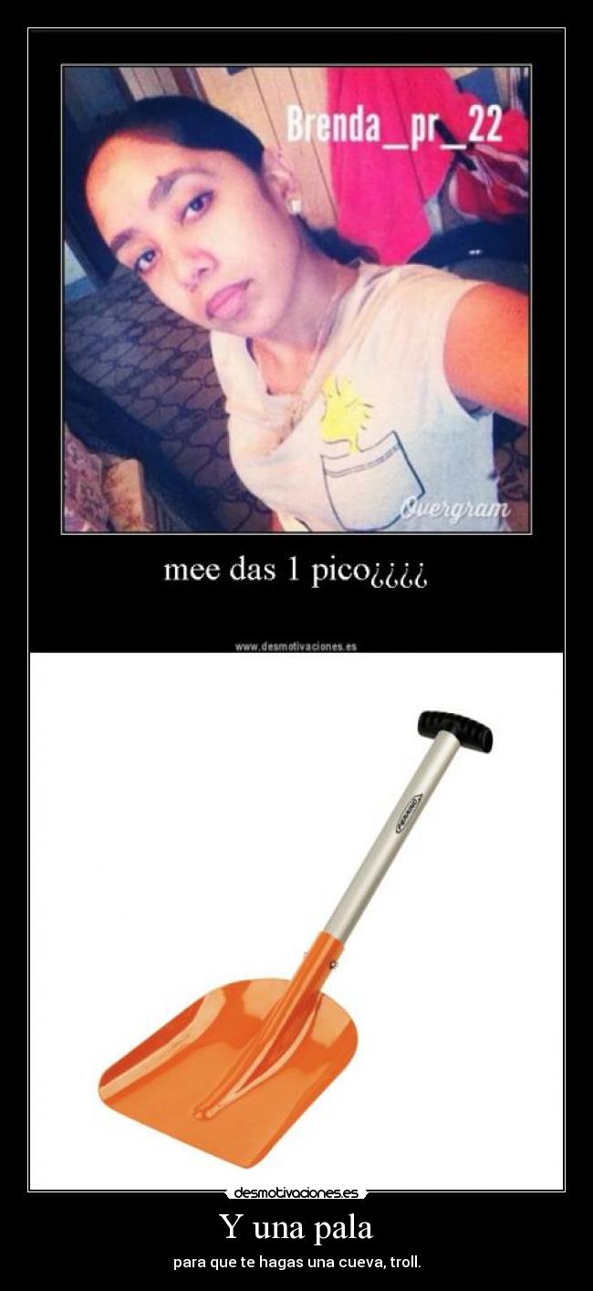Y una pala - para que te hagas una cueva, troll.