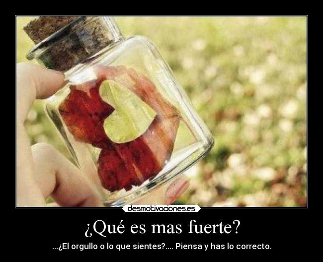 ¿Qué es mas fuerte? - ...¿El orgullo o lo que sientes?.... Piensa y has lo correcto.