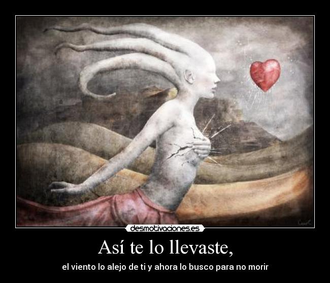 Así te lo llevaste, - el viento lo alejo de ti y ahora lo busco para no morir