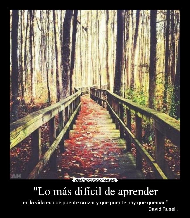 carteles dificil aprender vida puente cruzar puente quemar desmotivaciones
