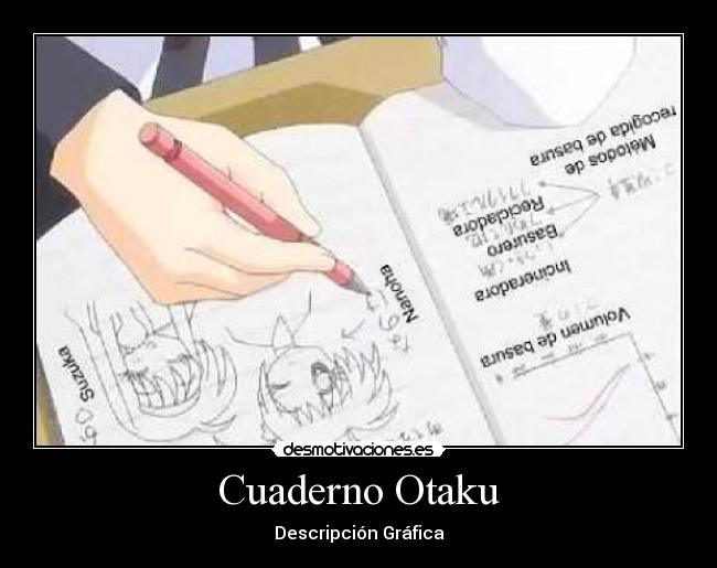 carteles cuaderno otaku anime manga japon dibujo descripcion grafica desmotivaciones