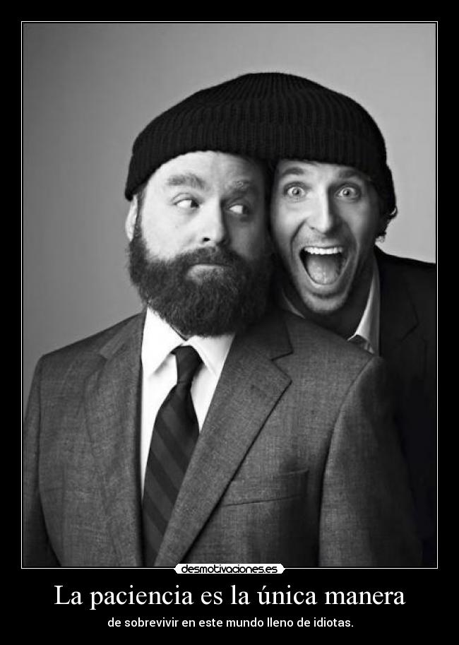 La paciencia es la única manera - de sobrevivir en este mundo lleno de idiotas.