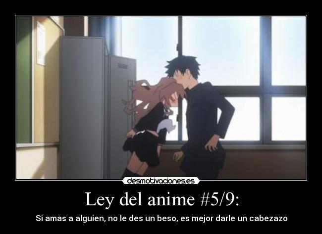 carteles anime dar cabezazo lugar beso desmotivaciones