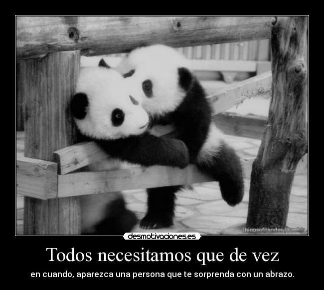 Todos necesitamos que de vez - en cuando, aparezca una persona que te sorprenda con un abrazo.