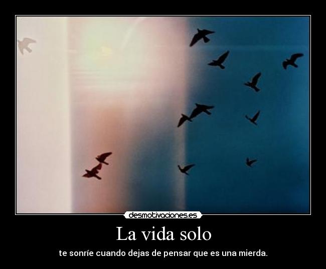 La vida solo - te sonríe cuando dejas de pensar que es una mierda.