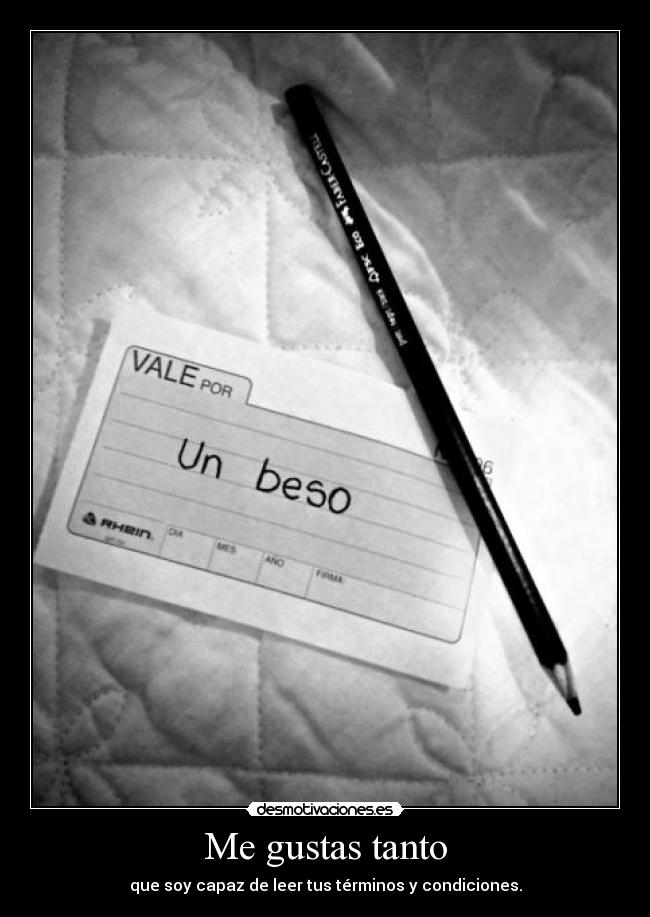 Me gustas tanto - que soy capaz de leer tus términos y condiciones.