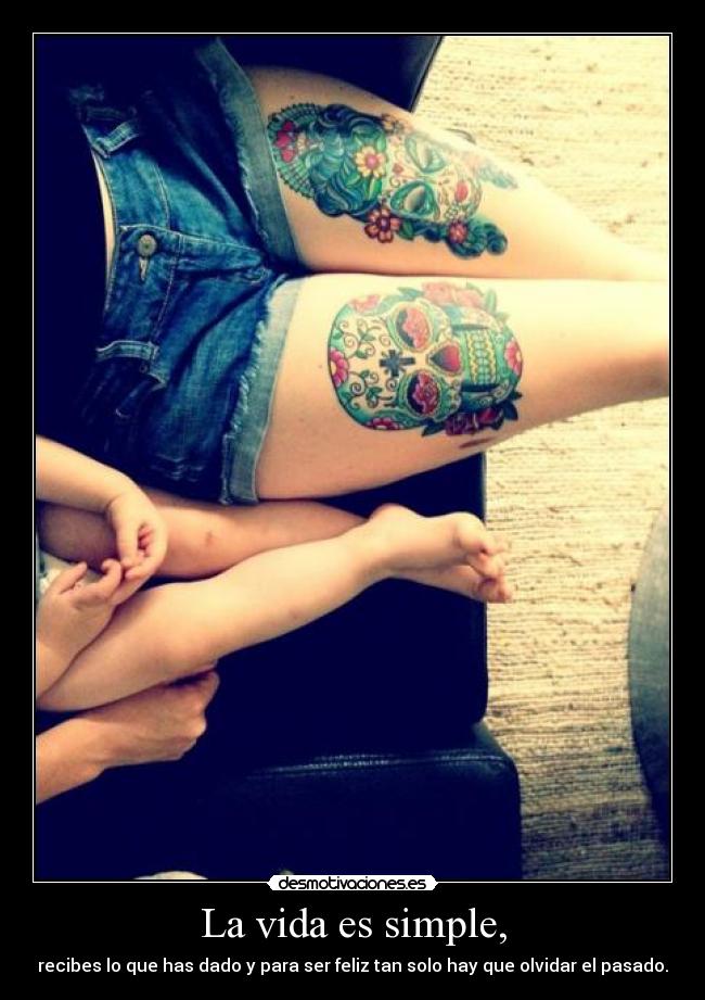 La vida es simple, - recibes lo que has dado y para ser feliz tan solo hay que olvidar el pasado.