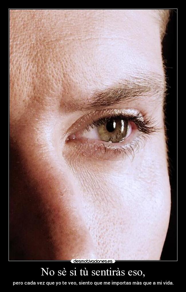 No sè si tù sentiràs eso, - pero cada vez que yo te veo, siento que me importas màs que a mi vida.